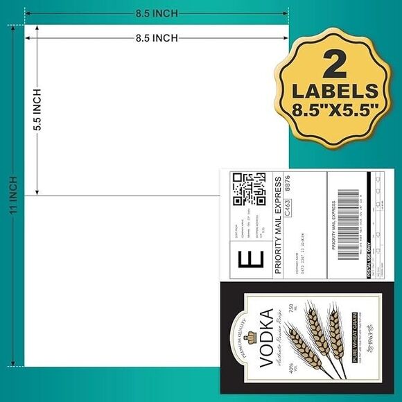 Address Adhesive Labels 5.5 x 8.5 200 Pack NIB - Picture 1 of 4